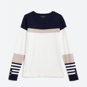 Lety & Me Women’s Medium Finley Long Sleeve Off-White Pullover